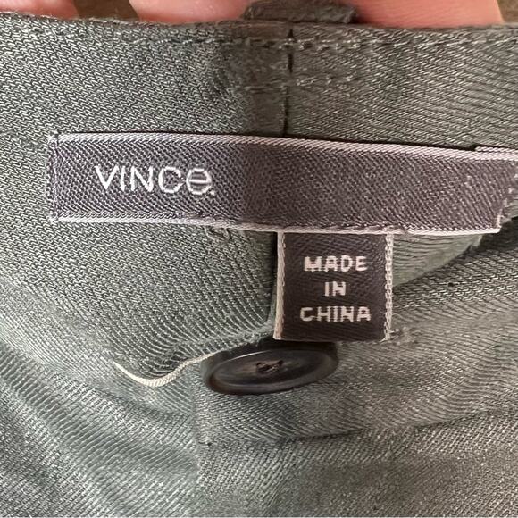 Vince moss green linen blend jogger style dress pants size 0 B182 - Picture 2 of 4